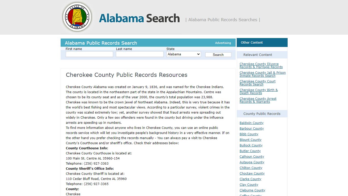 Cherokee County Public Records Resources | Alabama - AL Search