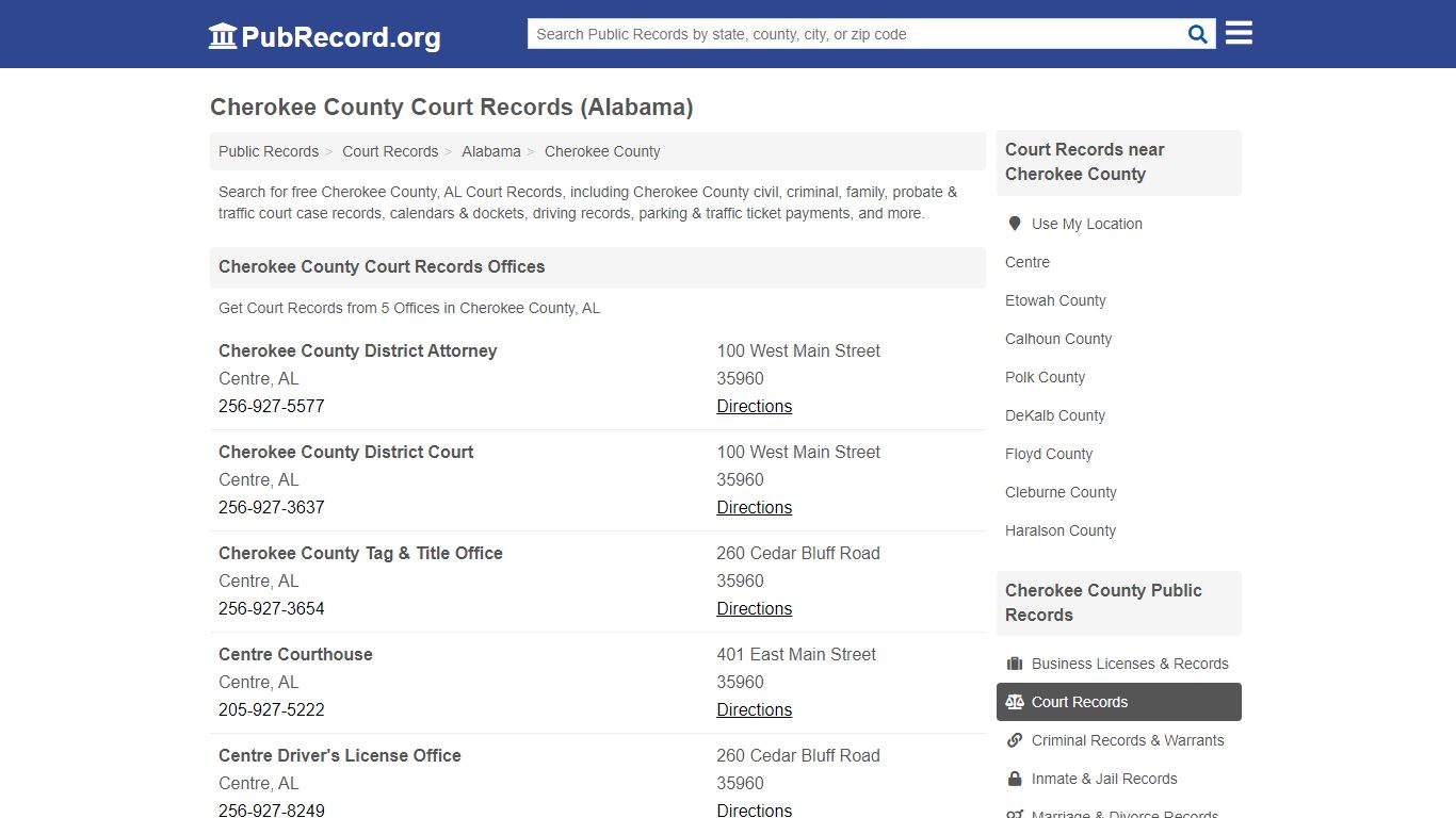 Free Cherokee County Court Records (Alabama Court Records) - PubRecord.org